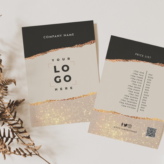 Invitation Rose or noir élégant moderne girly prix QR code (Créateur téléchargé)