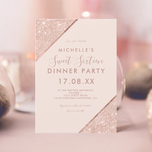 Invitation Rose or parties scintillant typographie blush phot