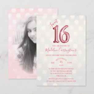 Invitation Rose or rose étincelle doux 16 Anniversaire Photo