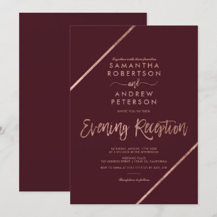 Invitation Rose or rouge typographie soirée mariage