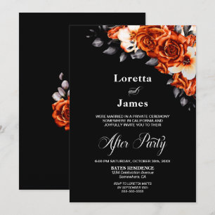 Invitation Rose orange brûlé Floral Noir Mariage Réception