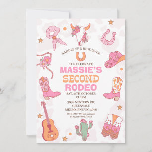 Invitation Rose Orange Rétro 2ème Anniversaire Rodeo
