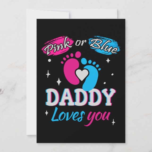 Invitation Rose ou Bleu, papa t'aime (Devant)