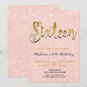 Invitation Rose Pailleté   Sweet 16