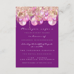 Invitation Rose Paillettes Roses Magenta Mariage Douce 16ème