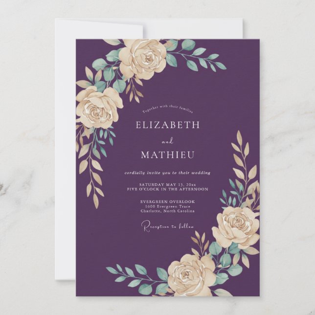 Invitation Rose Painter de Prune Mariage (Devant)