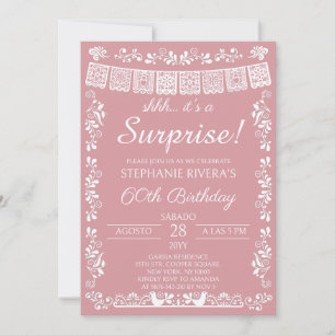 Invitation Rose Pâle Chut C'est une Surprise 60e Anniversaire