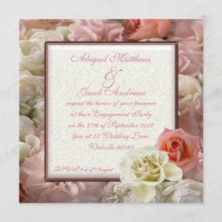 Invitation Rose pâle de pêche et fiançailles crème de rose