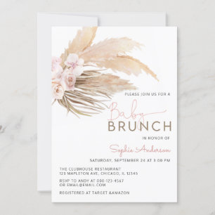 Invitation Rose Pampas Grass Boho Baby Brunch Baby shower Inv