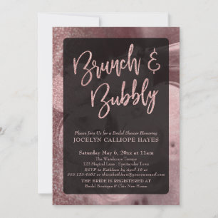 Invitation Rose Parties scintillant d'or Champagne Brunch & B