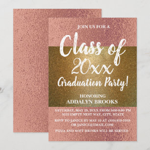 Invitation Rose Parties scintillant d'or Photo Grad Party Inv