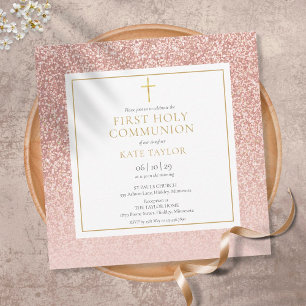 Invitation Rose Parties scintillant d'or Premier Carré de com
