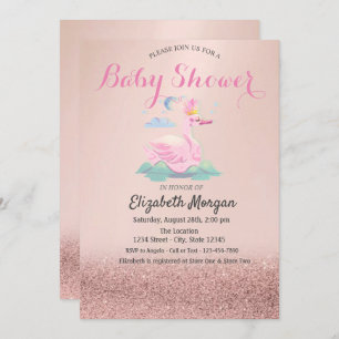 Invitation Rose Parties scintillant or Bokeh, Baby shower cyg