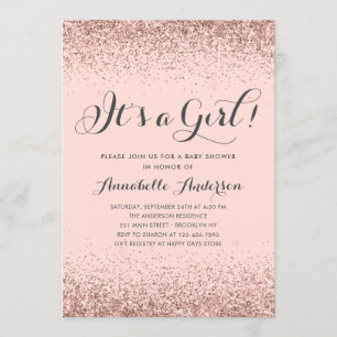 Invitation Rose Parties scintillant or Confetti Baby shower f