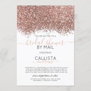 Invitation Rose Parties scintillant or Confetti Fête des mari