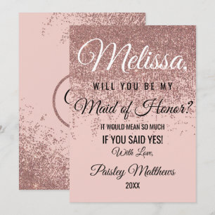Invitation Rose Parties scintillant or étincelante rose pâle 