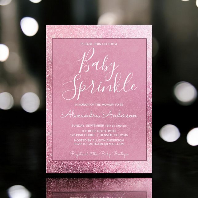 Invitation Rose Parties scintillant or Étincelle de la fille  (Créateur téléchargé)