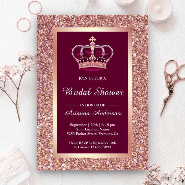 Invitation Rose Parties scintillant or rose princesse Fête de (Créateur téléchargé)