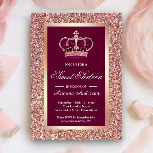 Invitation Rose Parties scintillant or rose princesse Sweet s