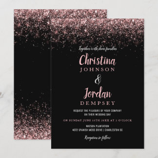 Invitation Rose Parties scintillant or Sparkle Wedding Invita