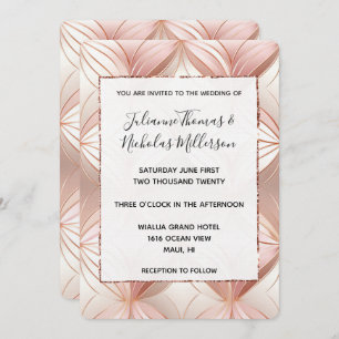 Invitation Rose Pearl Gold Mariage Abstrait
