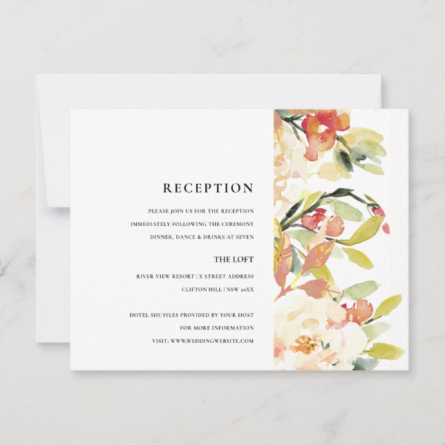 INVITATION ROSE PÊCHE SUBTIL BLUSH A L'AQUARELLE FLORA RÉCEPT (Devant)