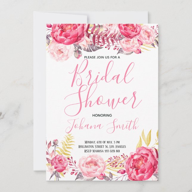 Invitation rose Peony Floral (Devant)