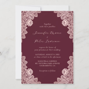 Invitation Rose personnalisé Gold et Mariage Bourgogne