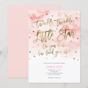 Invitation Rose, Petite fille, Twinkle petites étoiles, Baby 