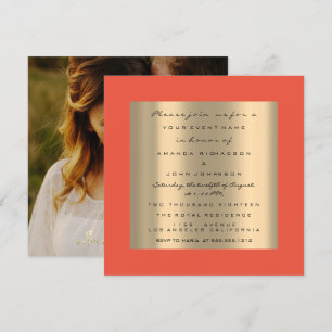 Invitation Rose photo Fiançailles Mariage Gold Coral Simply