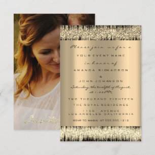 Invitation Rose photo Mariage Fiançailles Faux Gold Sepia