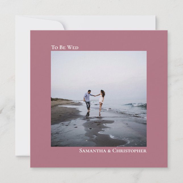 Invitation Rose photo minimaliste moderne Dusty Carré Mariage (Devant)