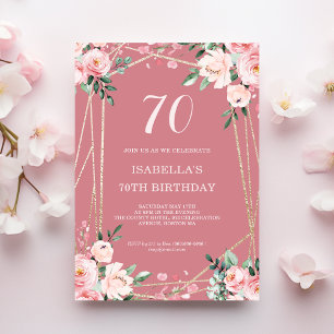 Invitation Rose Pink Blush Floral 70e anniversaire Invitati