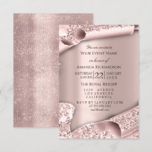 Invitation Rose PINK Poudre Pastel Pailletée Rose PINK