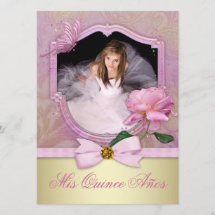 Invitation Rose Pink Quinceanera