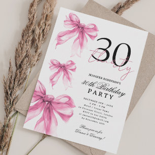 Invitation Rose poudré Arche de ruban coquette aquarelle po