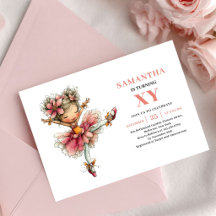 Invitation rose poudré pour les 5 ans de la charma