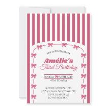 Rose Poudré Vintage Coquette Nœud Fille 3e Anniver