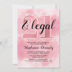 Invitation rose pour 21 ans et légal