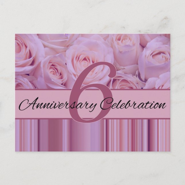 Invitation rose pour le 6ème anniversaire (Devant)
