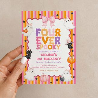 Invitation rose pour les 4 ans d'Halloween pour fi