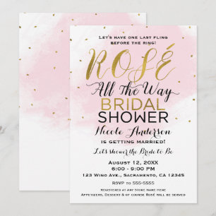Invitation Rosé pour toujours SHOWER DE MARIÉE Vin Rose et Or