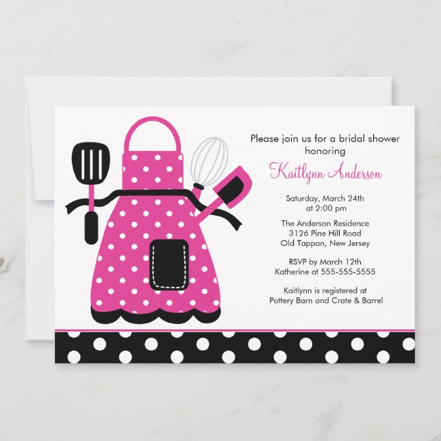 Invitation rose pour une cuisine rétro amusante (Devant)