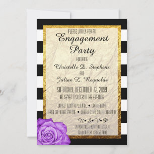 Invitation Rose Pourpre Moderne Faux Papier D'or Pour Fête de