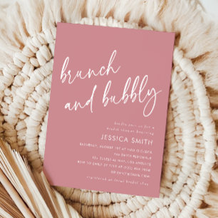 Invitation Rose Poussiéreuse Brunch Minimaliste et Joyeuse Ba