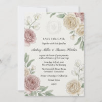Rose Poussiéreuse et Crème Jardinière Rose Aquarel