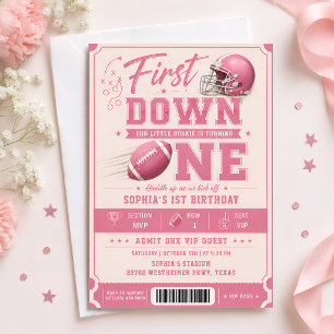 Invitation Rose premier à un Football 1er anniversaire