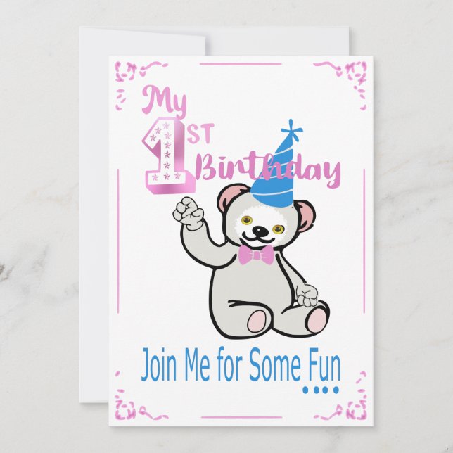 Invitation rose premier anniversaire (Devant)