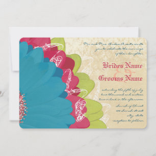Invitation Rose profond Turquoise & Citrus Lime Gerber Mariag