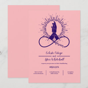 Invitation Rose & Purple Simple Pour Jamais Mains Poignées